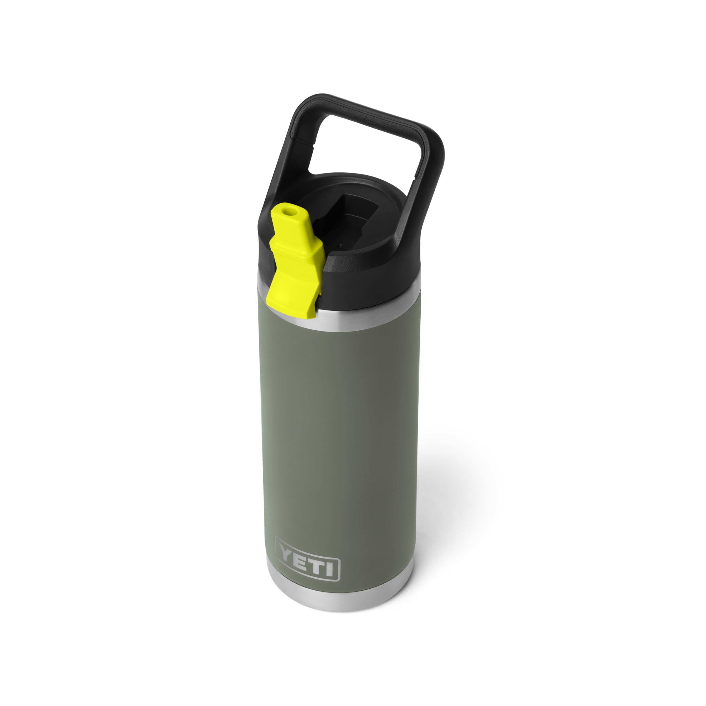 YETI Rambler 18 oz Bottle, Vacuum Insulated, Stainless Steel with Color Matching Straw Cap, Rescue Red