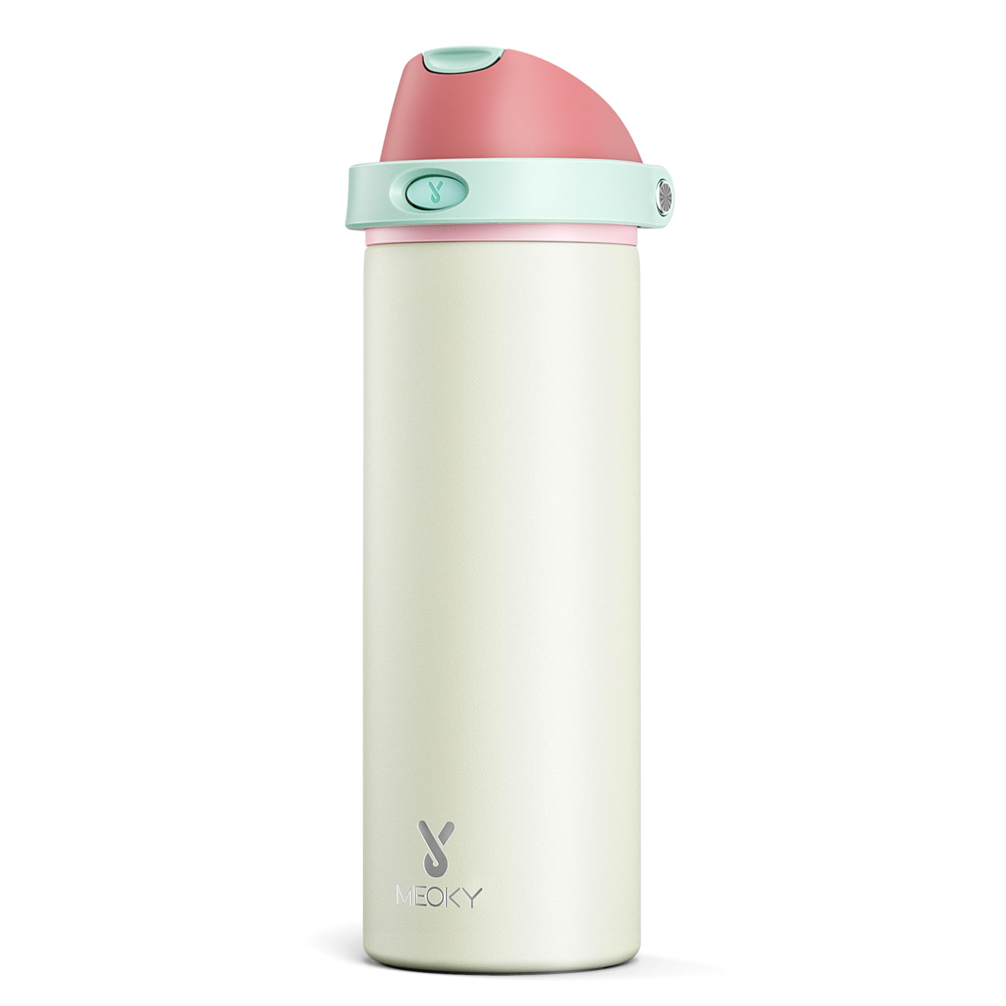 24 oz Insulated Water Bottle for Sports: Meoky Stainless Steel Water Bottle with 2-in-1 Straw and Spout Lid - Leak Proof, Cold for 24 Hours, Fits in Car Cup Holder, BPA-Free for Travel Gym, Night