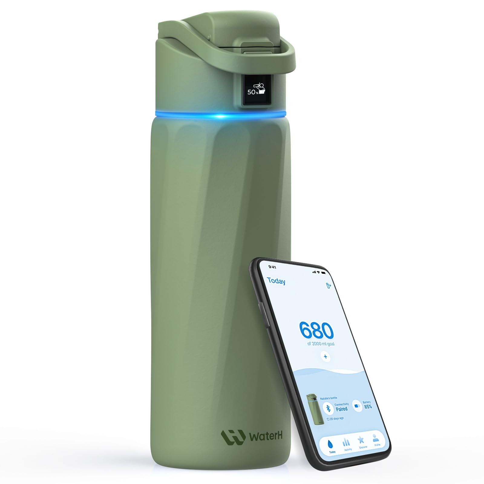 BOOST Smart Water Bottle with Reminder & Tracker, Double Wall Vacuum Insulated Bottles Stainless Steel, 32oz BPA-Free Wide Mouth for School, Gym, Office, Ideal for Mother's Day