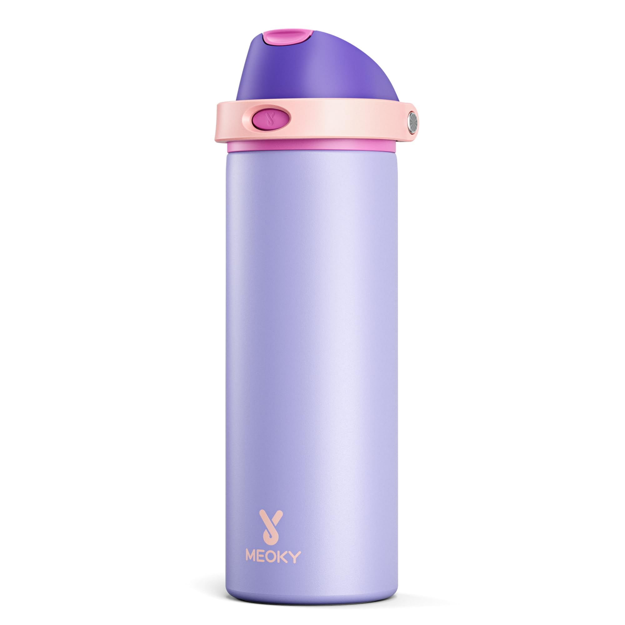 24 oz Insulated Water Bottle for Sports: Meoky Stainless Steel Water Bottle with 2-in-1 Straw and Spout Lid - Leak Proof, Cold for 24 Hours, Fits in Car Cup Holder, BPA-Free for Travel Gym, Night