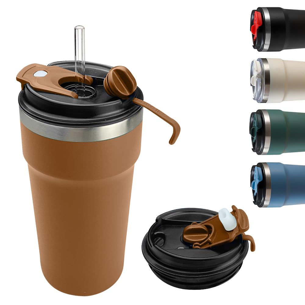 Travel coffee mugs leak-proof, reusable coffee cups with lids, stainless steel vacuum insulated coffee tumblers, thermal insulation cups for men & women keep drinks hot & cold(2nd-Green, 12OZ)