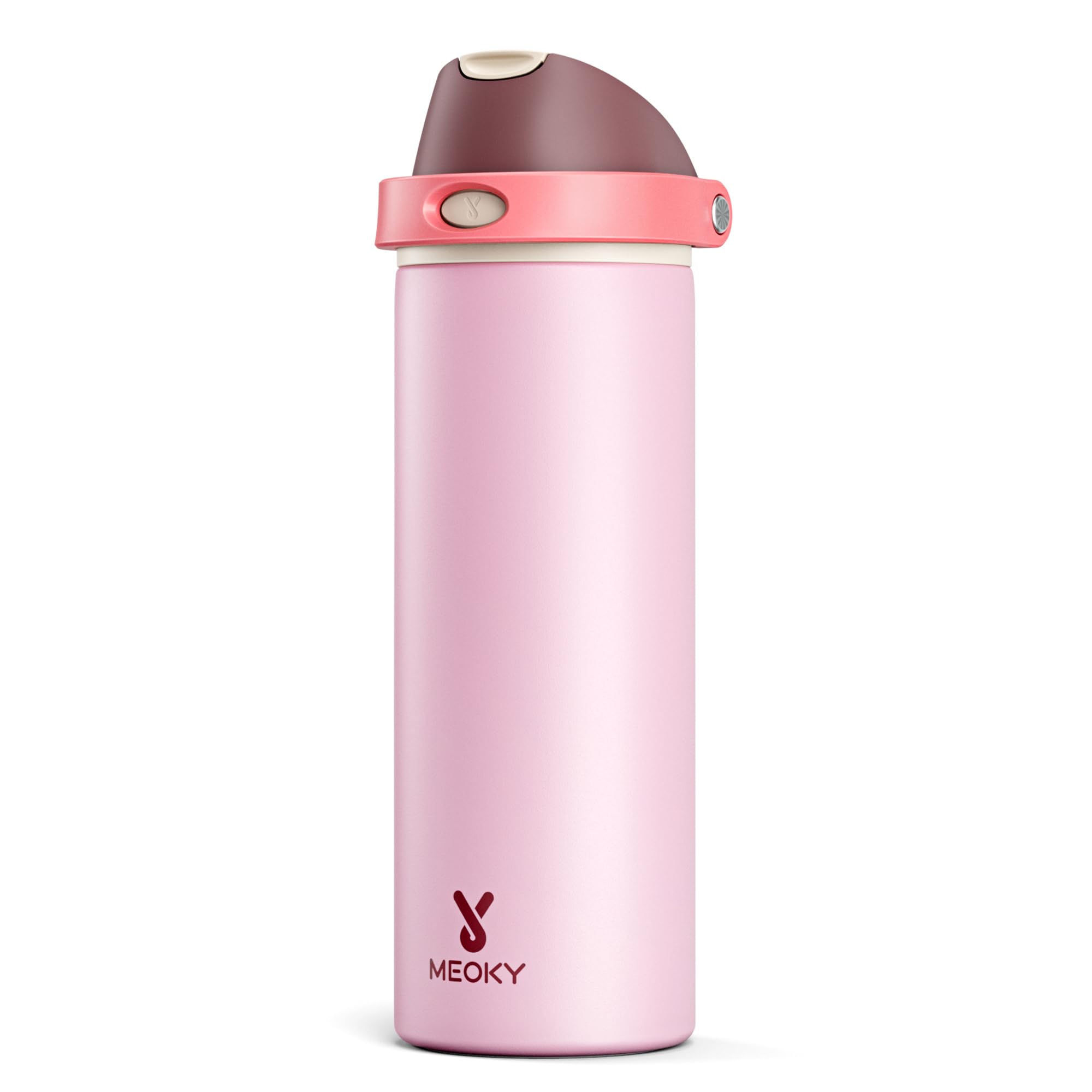 24 oz Insulated Water Bottle for Sports: Meoky Stainless Steel Water Bottle with 2-in-1 Straw and Spout Lid - Leak Proof, Cold for 24 Hours, Fits in Car Cup Holder, BPA-Free for Travel Gym, Night
