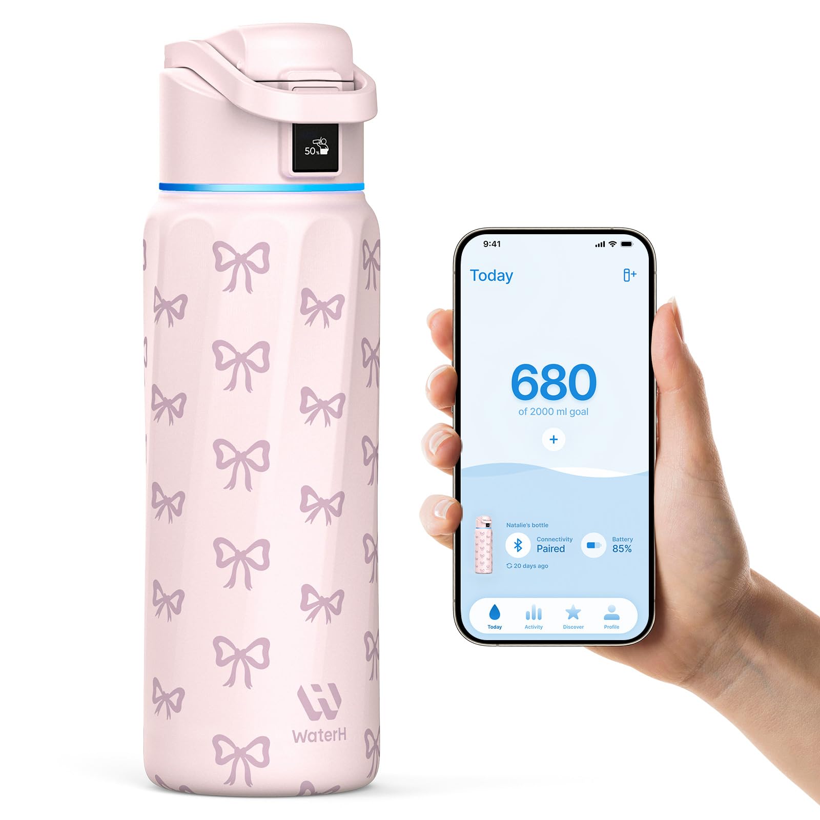 BOOST Smart Water Bottle with Reminder & Tracker, Double Wall Vacuum Insulated Bottles Stainless Steel, 32oz BPA-Free Wide Mouth for School, Gym, Office, Ideal for Mother's Day