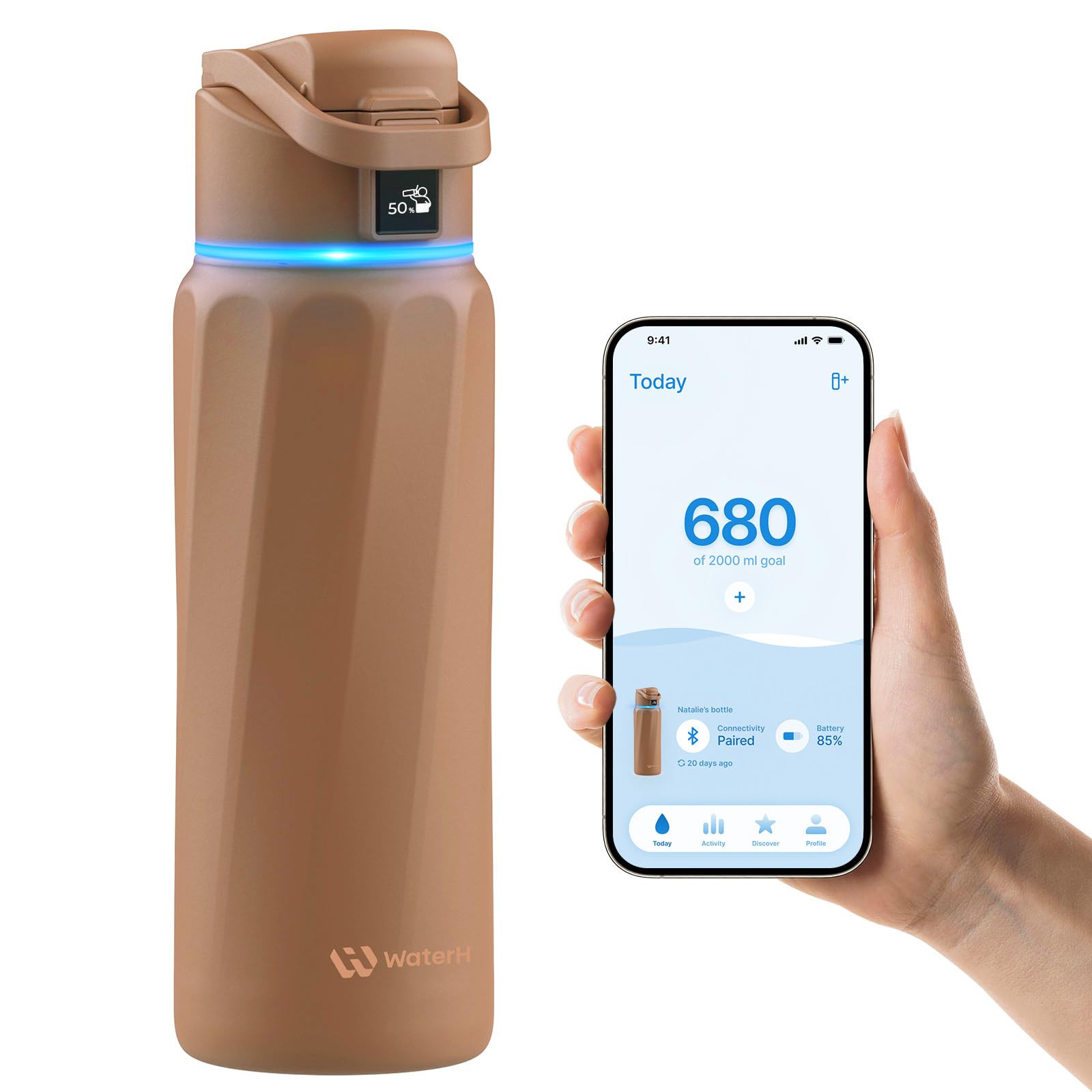 BOOST Smart Water Bottle with Reminder & Tracker, Double Wall Vacuum Insulated Bottles Stainless Steel, 32oz BPA-Free Wide Mouth for School, Gym, Office, Ideal for Mother's Day