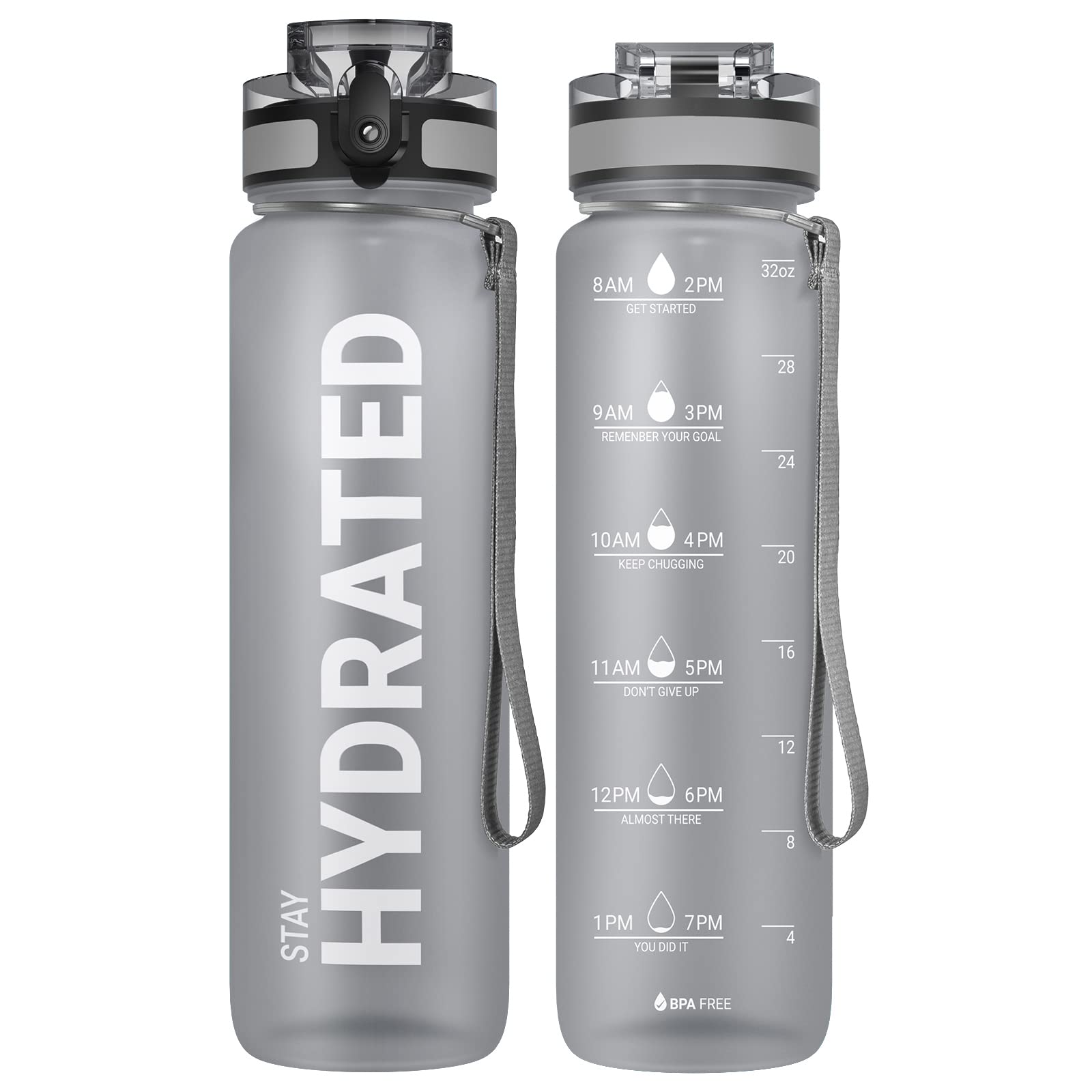 Sahara Sailor Water Bottle 32oz, Durable and Leakproof Water Bottles Motivational with Time Marker, Tritan, BPA Free, Wide Mouth with Easy Clean Brush for Gym, Travel, Home, School, Office (1 Bottle)