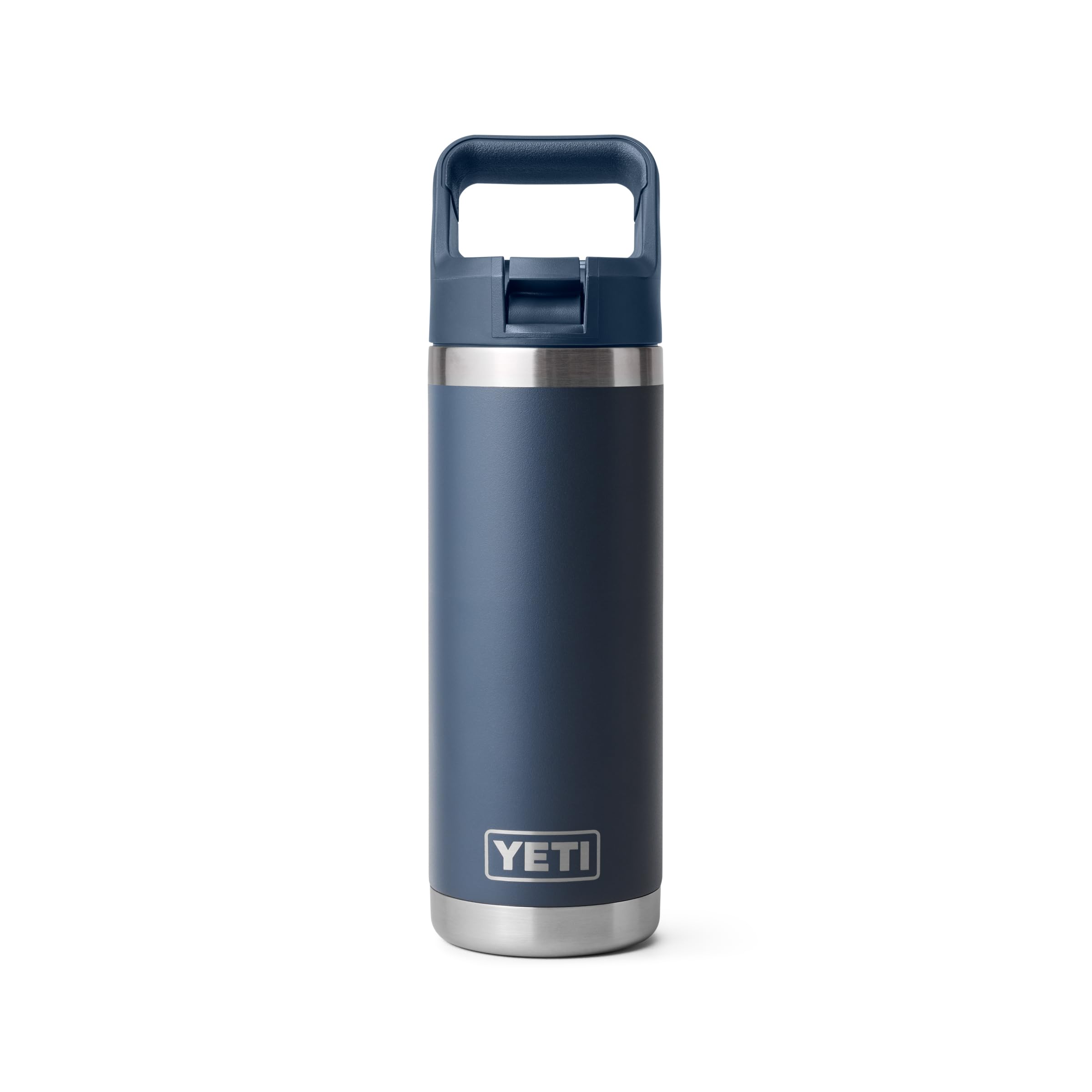 YETI Rambler 18 oz Bottle, Vacuum Insulated, Stainless Steel with Color Matching Straw Cap, Rescue Red