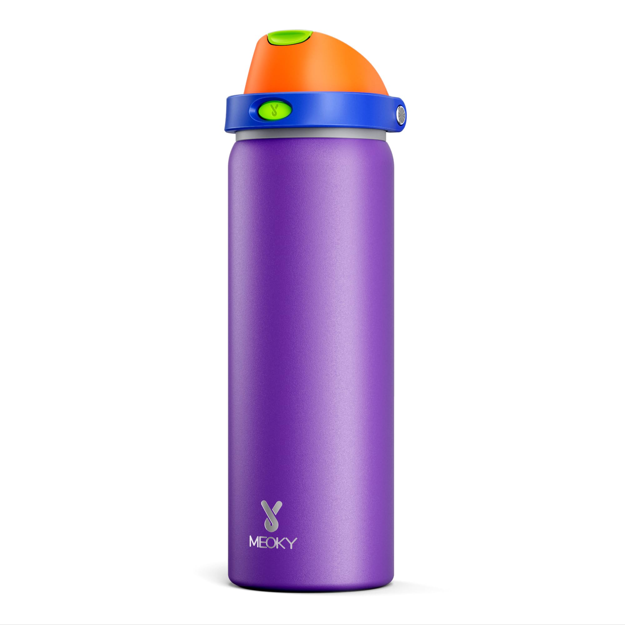 24 oz Insulated Water Bottle for Sports: Meoky Stainless Steel Water Bottle with 2-in-1 Straw and Spout Lid - Leak Proof, Cold for 24 Hours, Fits in Car Cup Holder, BPA-Free for Travel Gym, Night