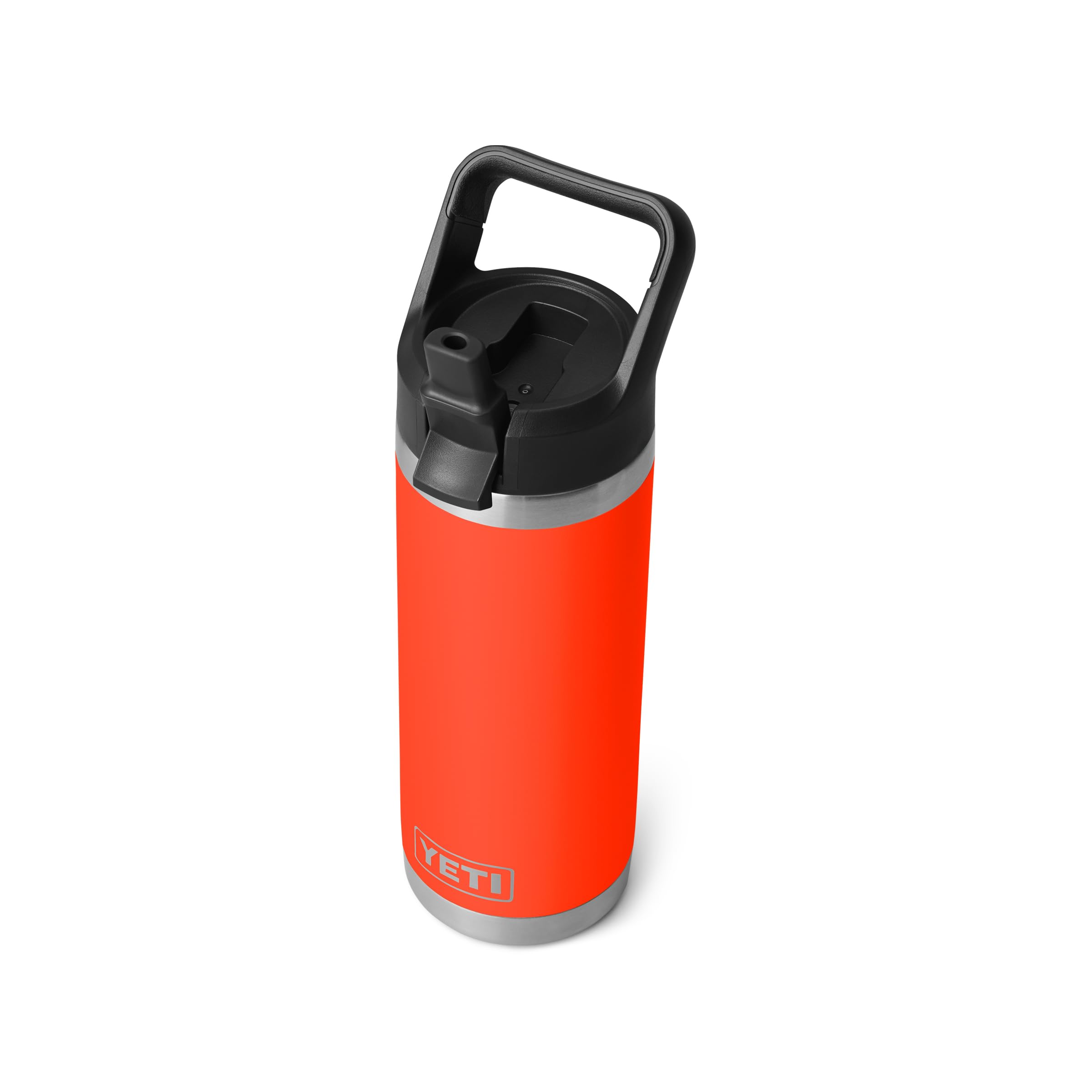 YETI Rambler 18 oz Bottle, Vacuum Insulated, Stainless Steel with Color Matching Straw Cap, Rescue Red
