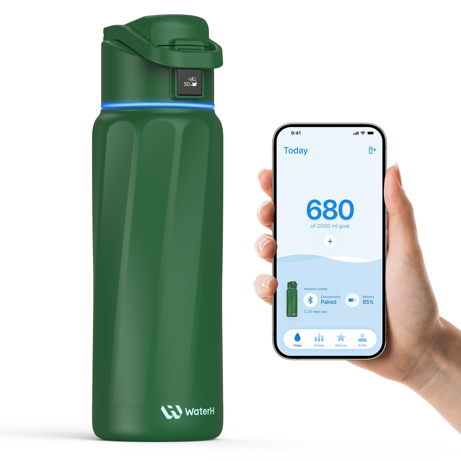 BOOST Smart Water Bottle with Reminder & Tracker, Double Wall Vacuum Insulated Bottles Stainless Steel, 32oz BPA-Free Wide Mouth for School, Gym, Office, Ideal for Mother's Day