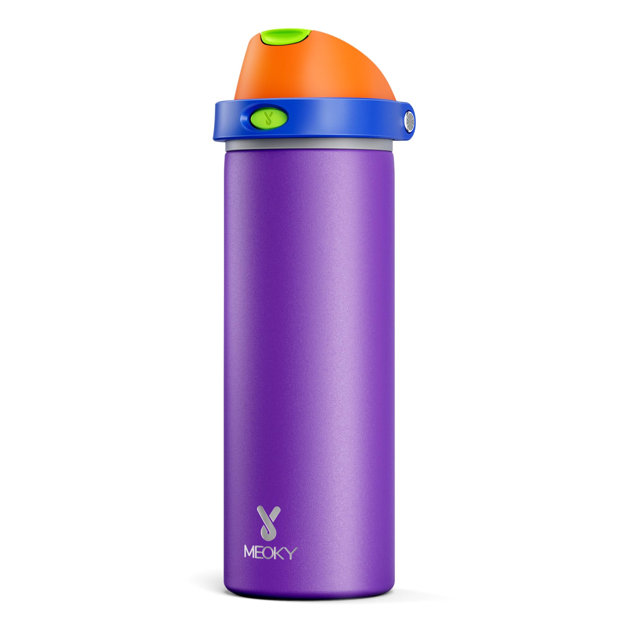 24 oz Insulated Water Bottle for Sports: Meoky Stainless Steel Water Bottle with 2-in-1 Straw and Spout Lid - Leak Proof, Cold for 24 Hours, Fits in Car Cup Holder, BPA-Free for Travel Gym, Night