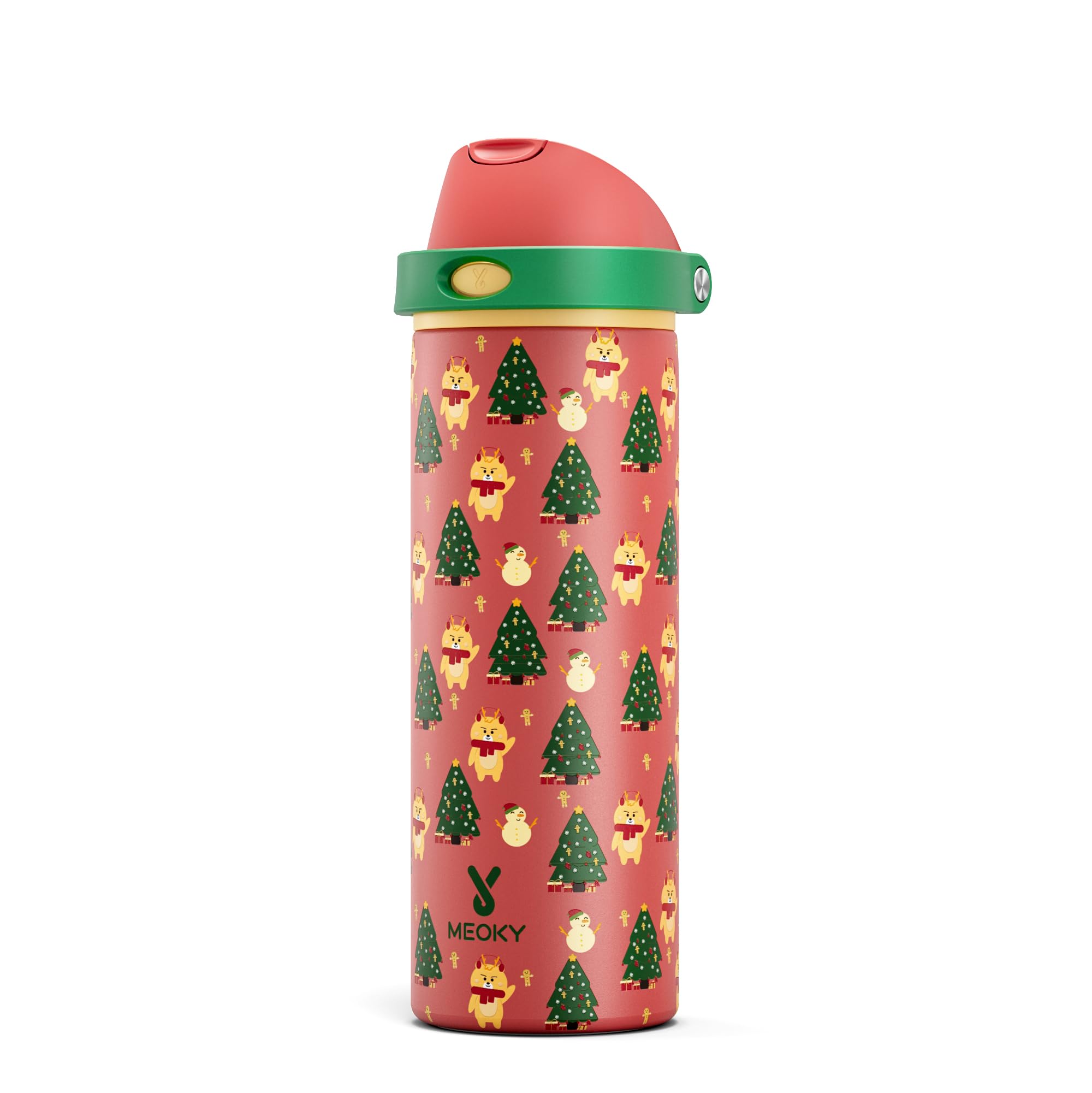 24 oz Insulated Water Bottle for Sports: Meoky Stainless Steel Water Bottle with 2-in-1 Straw and Spout Lid - Leak Proof, Cold for 24 Hours, Fits in Car Cup Holder, BPA-Free for Travel Gym, Night
