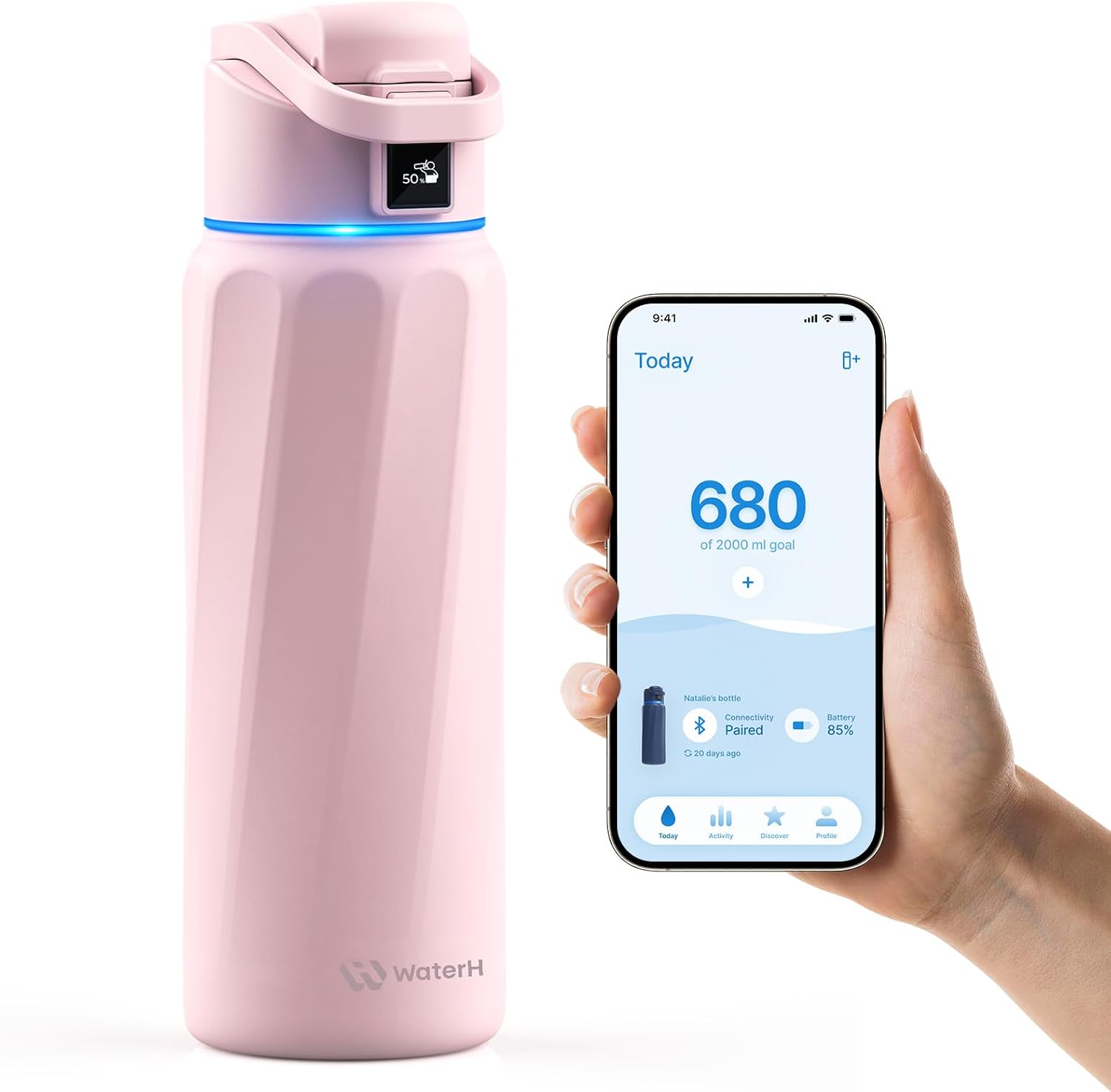 BOOST Smart Water Bottle with Reminder & Tracker, Double Wall Vacuum Insulated Bottles Stainless Steel, 32oz BPA-Free Wide Mouth for School, Gym, Office, Ideal for Mother's Day