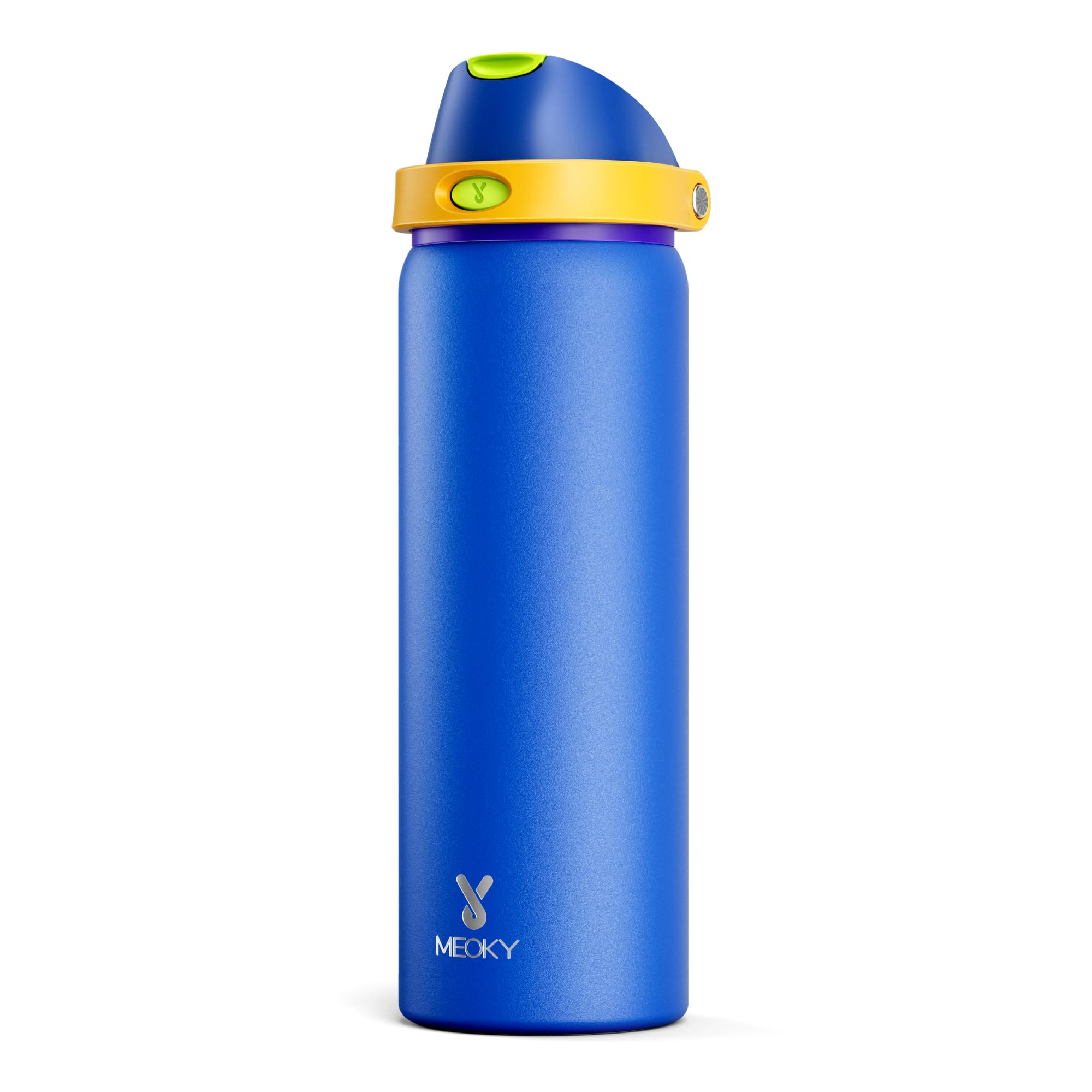 24 oz Insulated Water Bottle for Sports: Meoky Stainless Steel Water Bottle with 2-in-1 Straw and Spout Lid - Leak Proof, Cold for 24 Hours, Fits in Car Cup Holder, BPA-Free for Travel Gym, Night