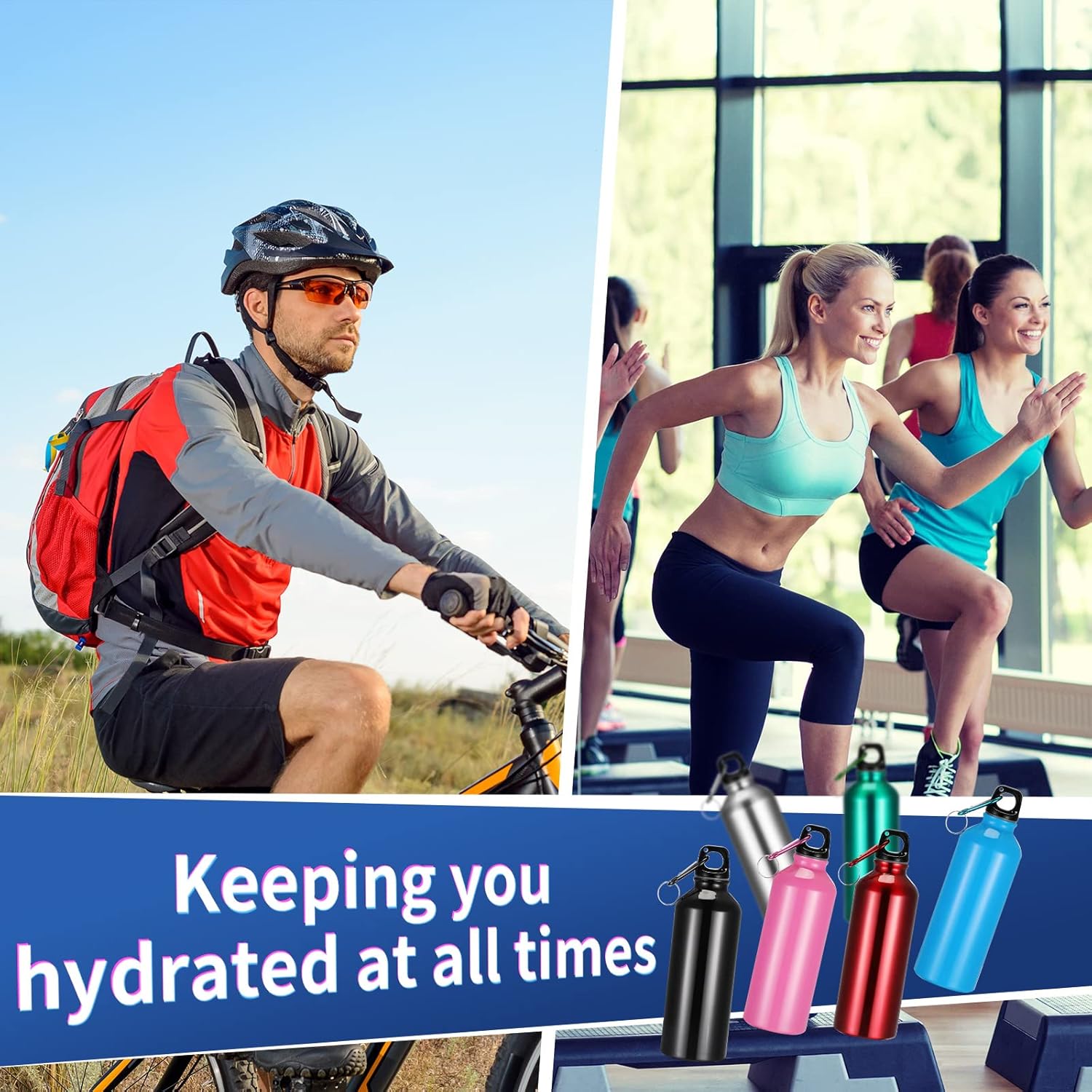 Yaomiao 36 Pcs Lightweight Aluminum Water Bottle Bulk 17 oz Leak Proof Bike Water Sports Bottles with Buckle and Twist Cap Team Reusable for Sports Gym Bicycle Camping (Fashion Tones)