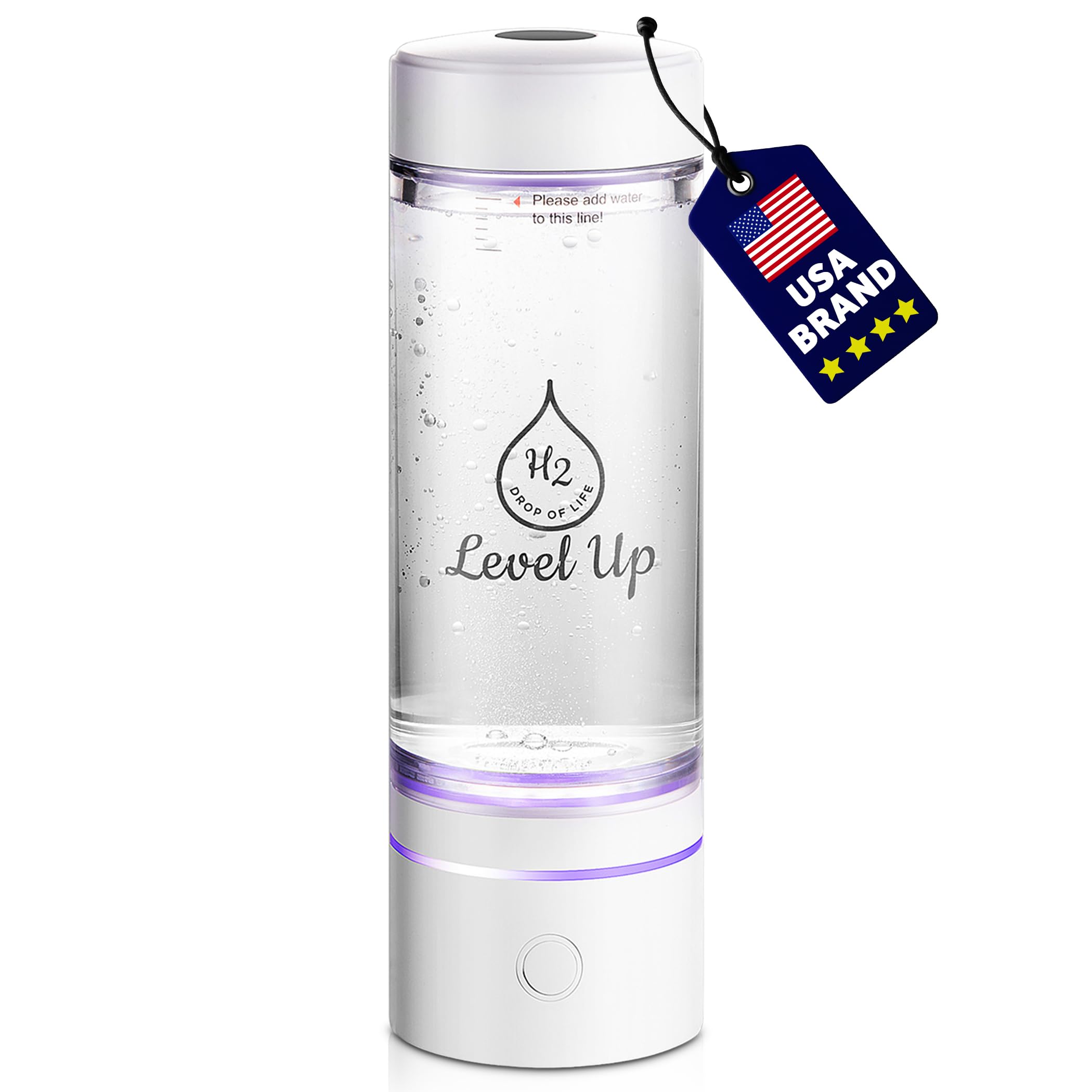 LevelUpWay Hydrogen Water Bottle - Advanced SPE/PEM Technology, Premium Borosilicate Glass, Made for Daily Hydration