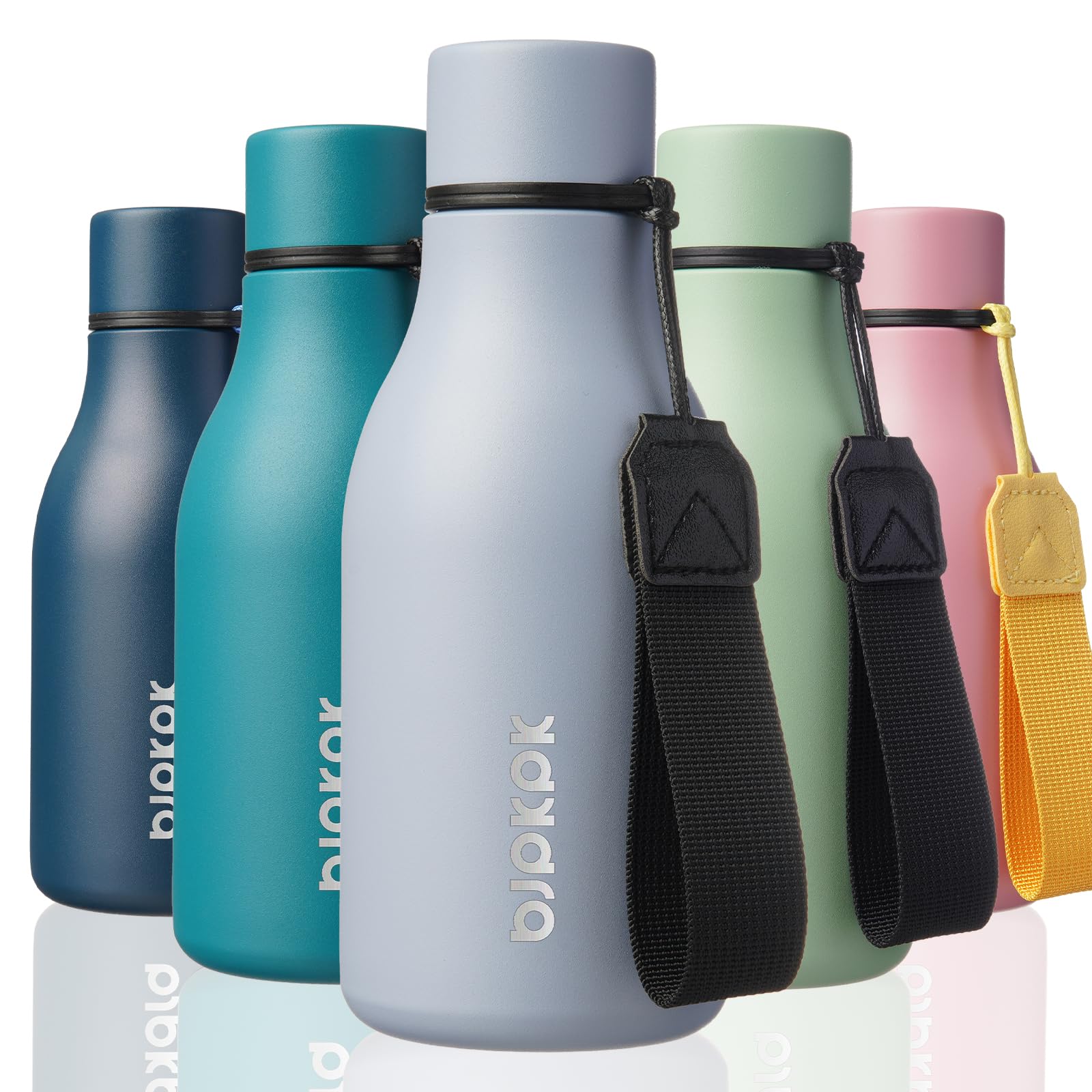 BJPKPK Insulated Water Bottles, 18 oz Stainless Steel Metal Water Bottle with Strap, BPA Free Leak Proof Jugs, Mugs, Flasks, Reusable Thermal Flasks for Sports& Travel, Blossom