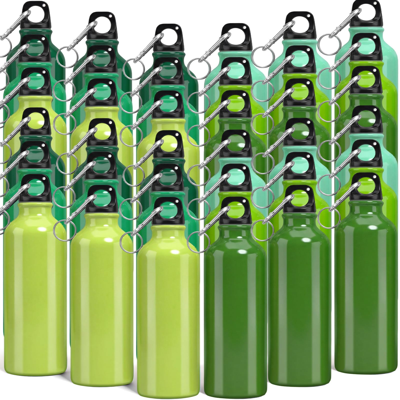 Yaomiao 36 Pcs Lightweight Aluminum Water Bottle Bulk 17 oz Leak Proof Bike Water Sports Bottles with Buckle and Twist Cap Team Reusable for Sports Gym Bicycle Camping (Fashion Tones)