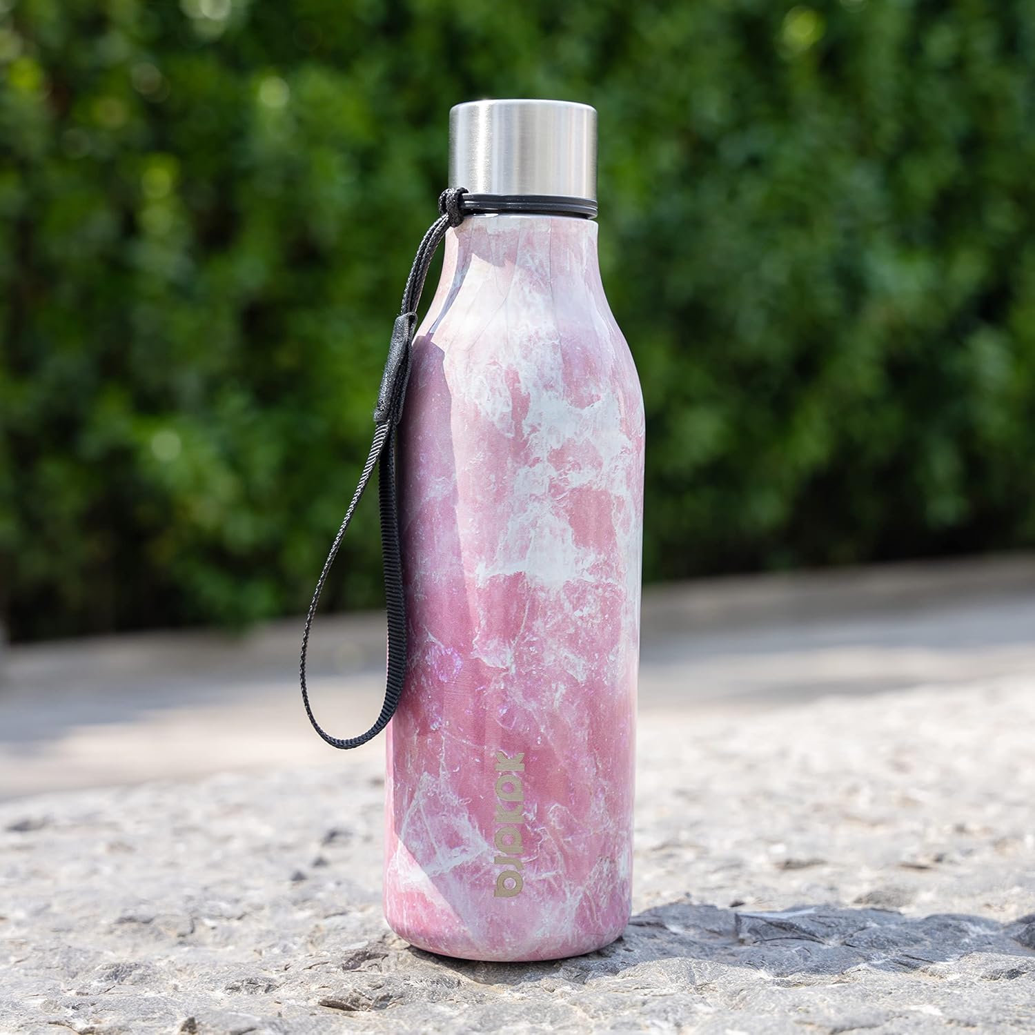 BJPKPK Insulated Water Bottles, 18 oz Stainless Steel Metal Water Bottle with Strap, BPA Free Leak Proof Jugs, Mugs, Flasks, Reusable Thermal Flasks for Sports& Travel, Blossom