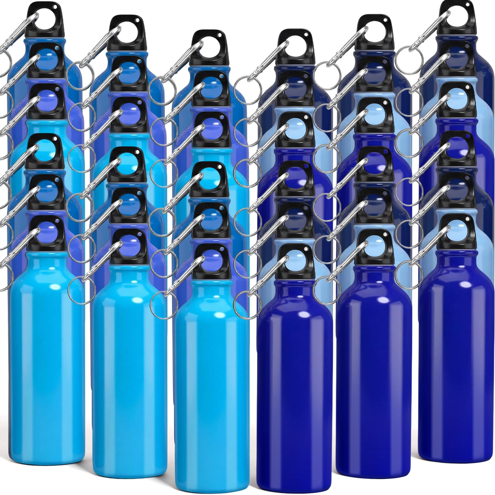 Yaomiao 36 Pcs Lightweight Aluminum Water Bottle Bulk 17 oz Leak Proof Bike Water Sports Bottles with Buckle and Twist Cap Team Reusable for Sports Gym Bicycle Camping (Fashion Tones)