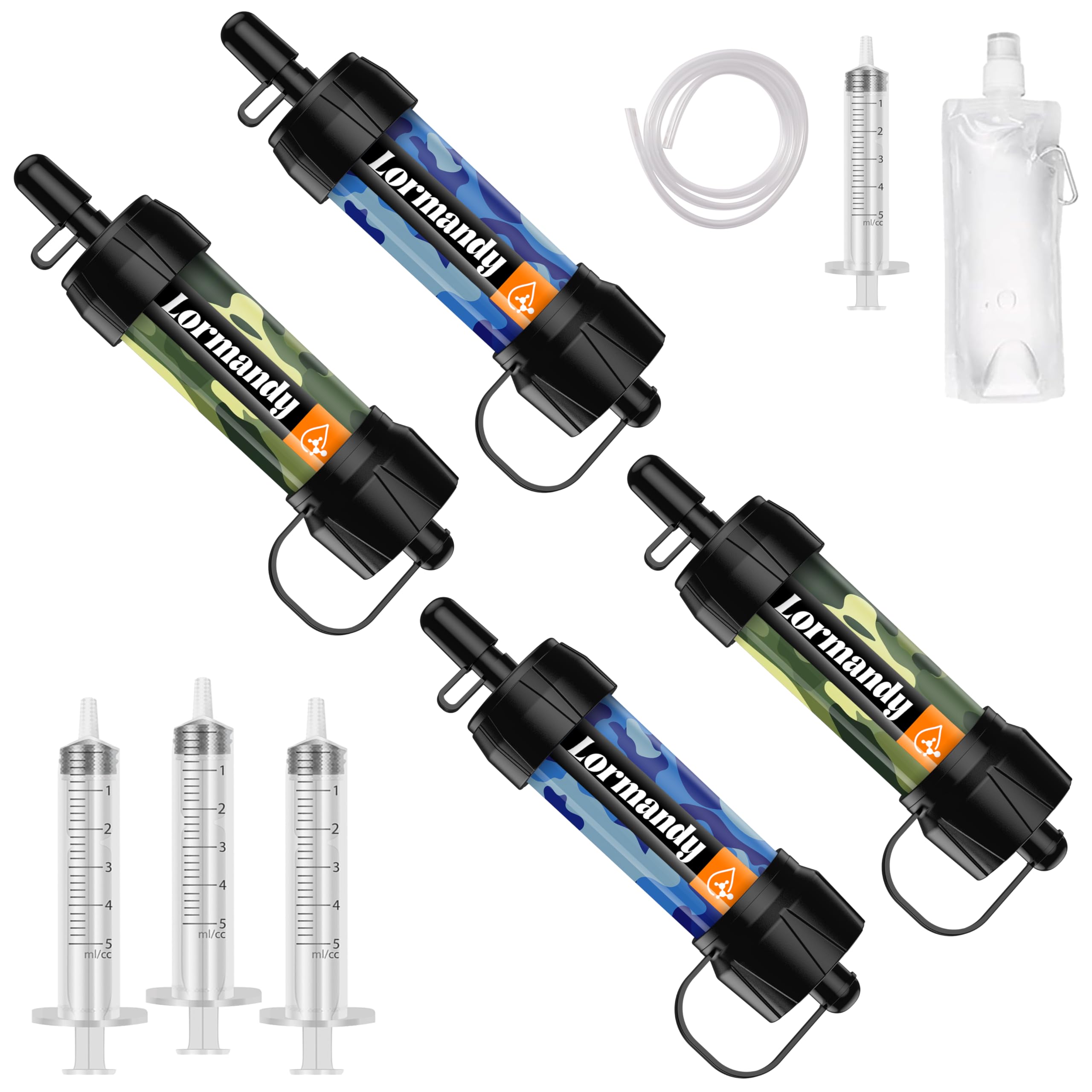 Straw Water Filter 5 Pack – Outdoor Camping & Hiking Survival Gear Kit for Family Use, Ultra-Light Personal Filter Straws for Backpacking, Travel, Bug-Out Bags and Emergency Preparedness