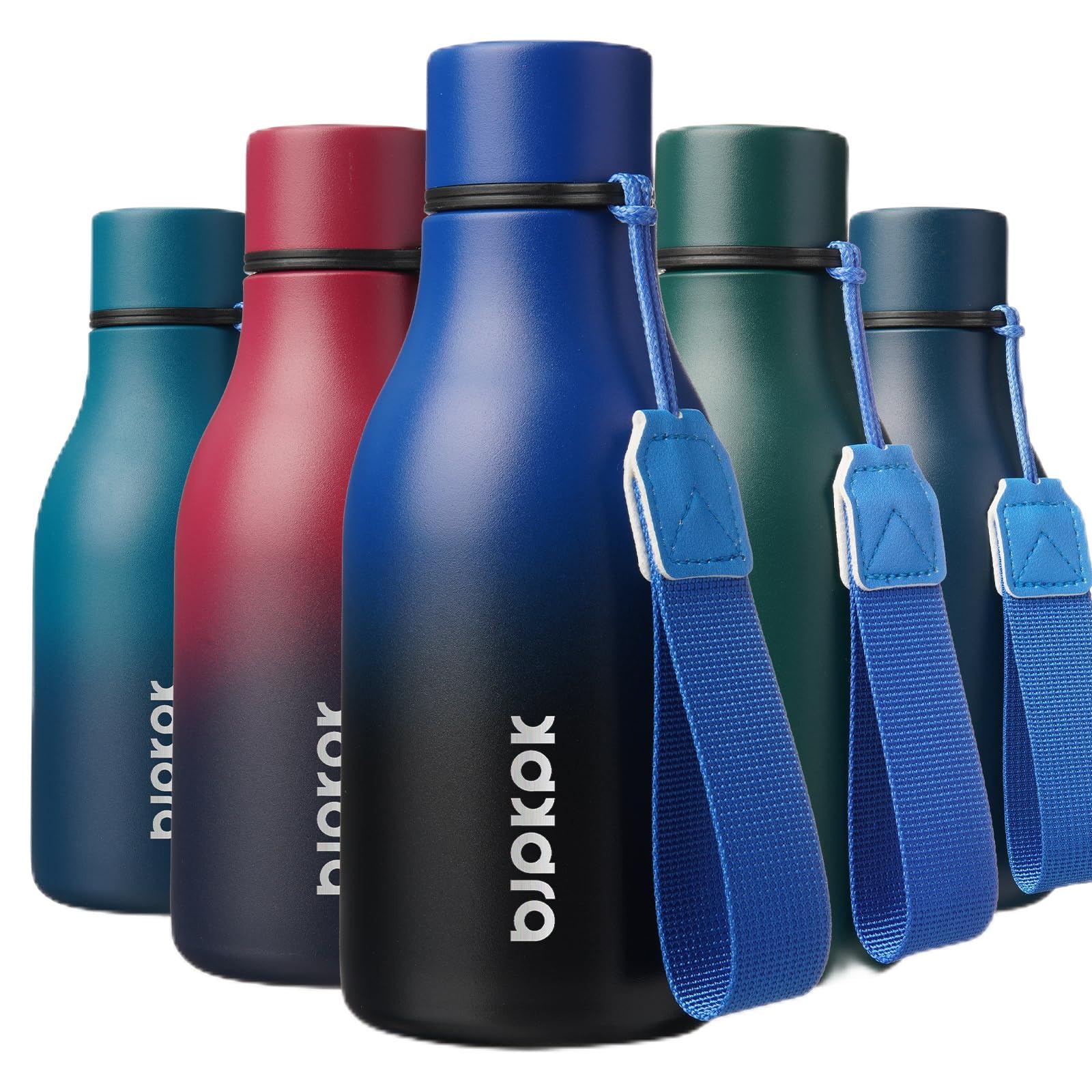 BJPKPK Insulated Water Bottles, 18 oz Stainless Steel Metal Water Bottle with Strap, BPA Free Leak Proof Jugs, Mugs, Flasks, Reusable Thermal Flasks for Sports& Travel, Blossom